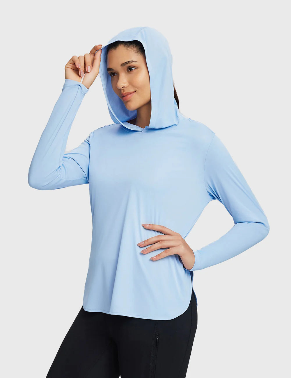 Baleaf Rounded Hem Hooded Long Sleeve