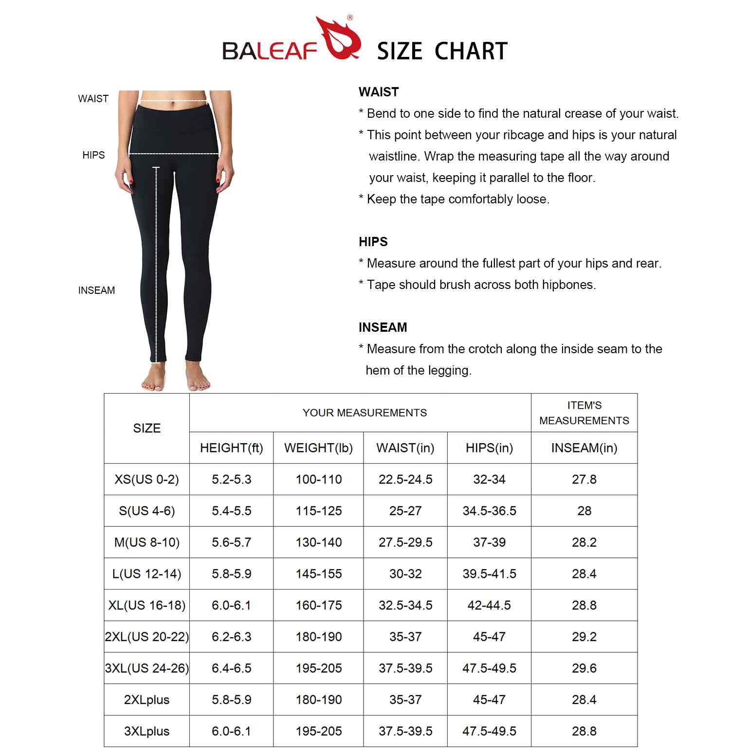 Baleaf Women's Mid-Rise Fleece Lined Basic Yoga & Workout Leggings ...