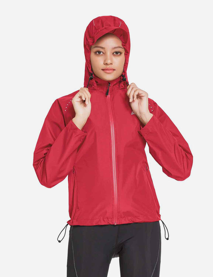 Baleaf Women's Water Resistant Neon DWR Hooded Pocketed Windbreaker ...