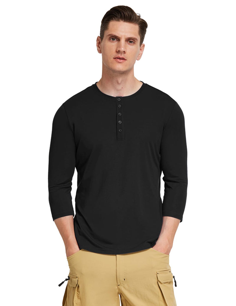 henley shirt 3/4 sleeve