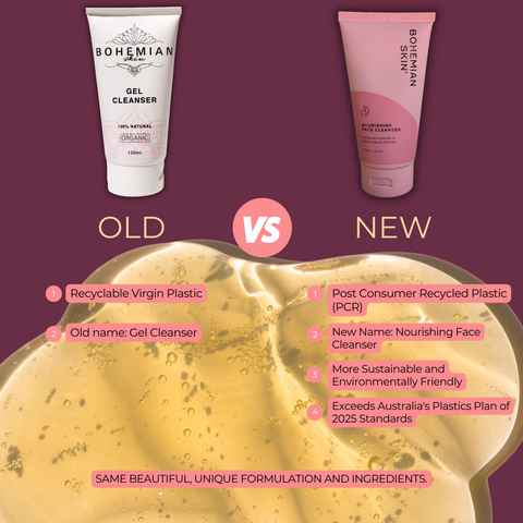 old packaging vs new pcr packaging skincare natural