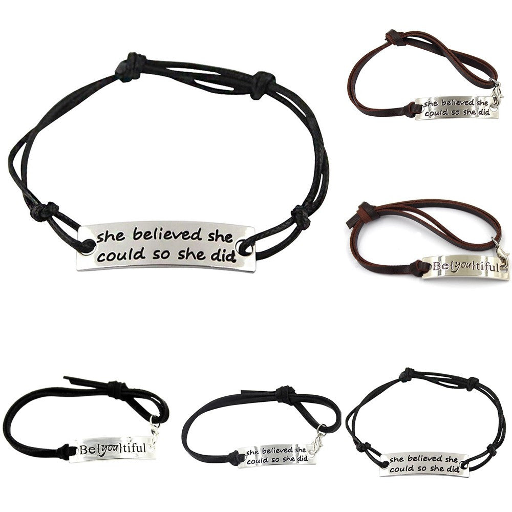 Inspirational Quote Leather Bracelets