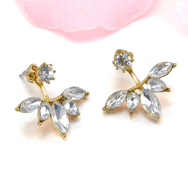 Lotus Flower Crystal Stud Earrings