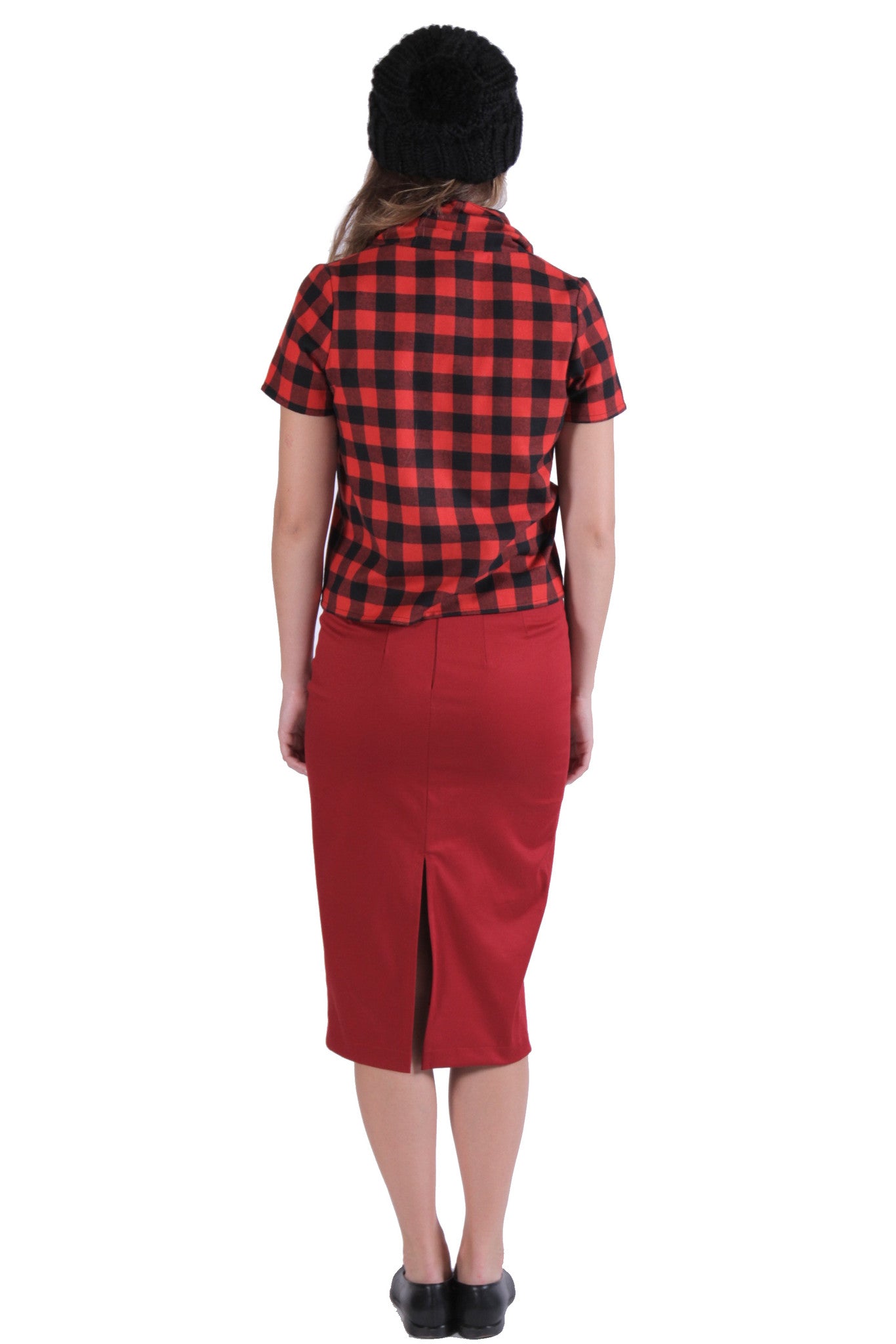 Red Midi Pencil Skirt