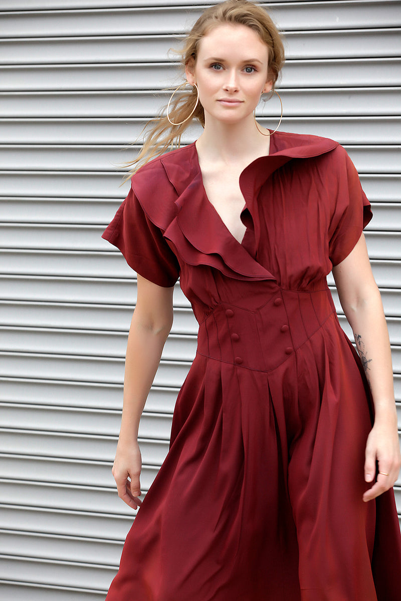 vintage burgundy dress