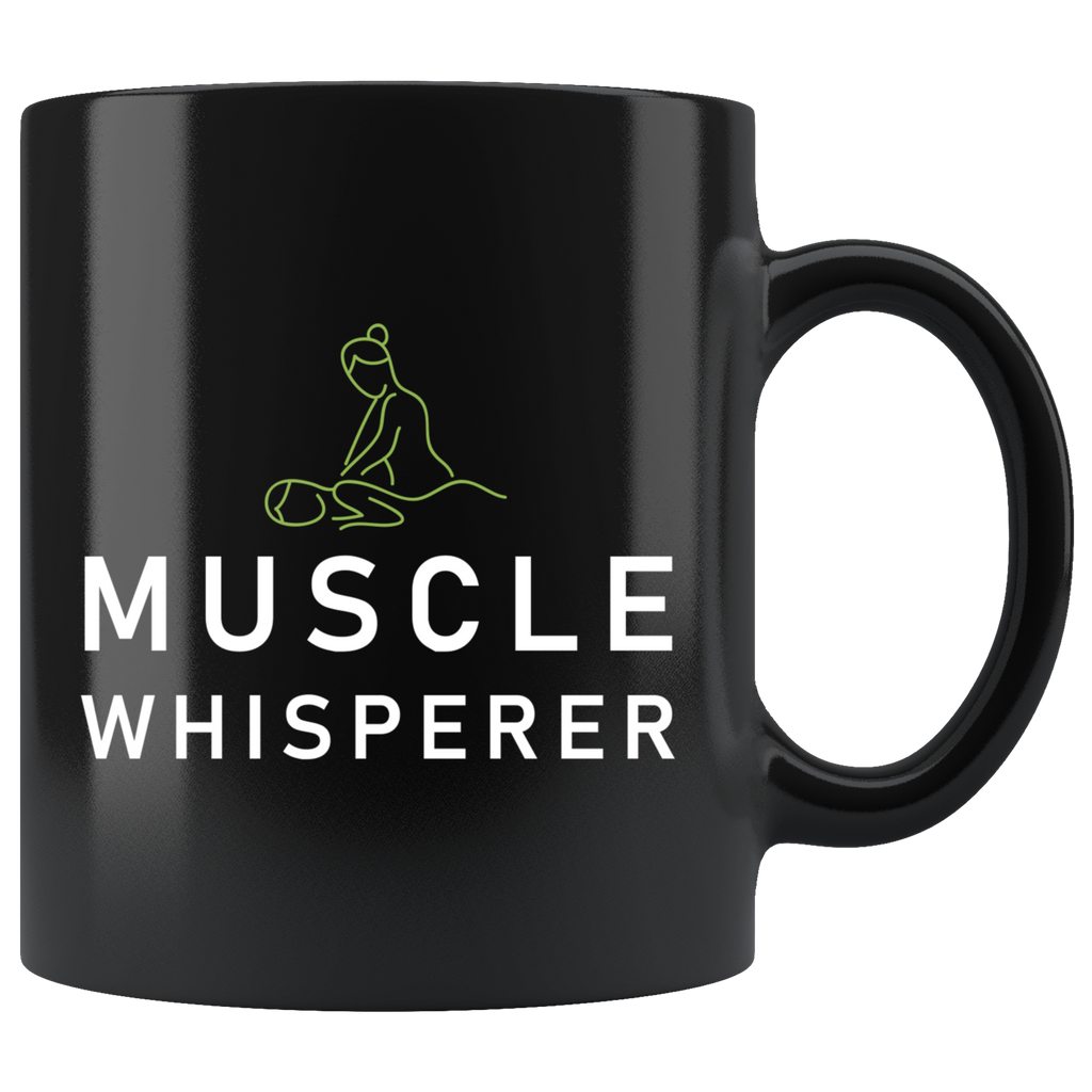 Muscle Whisperer 11oz Black Mug – oTZI Shirts