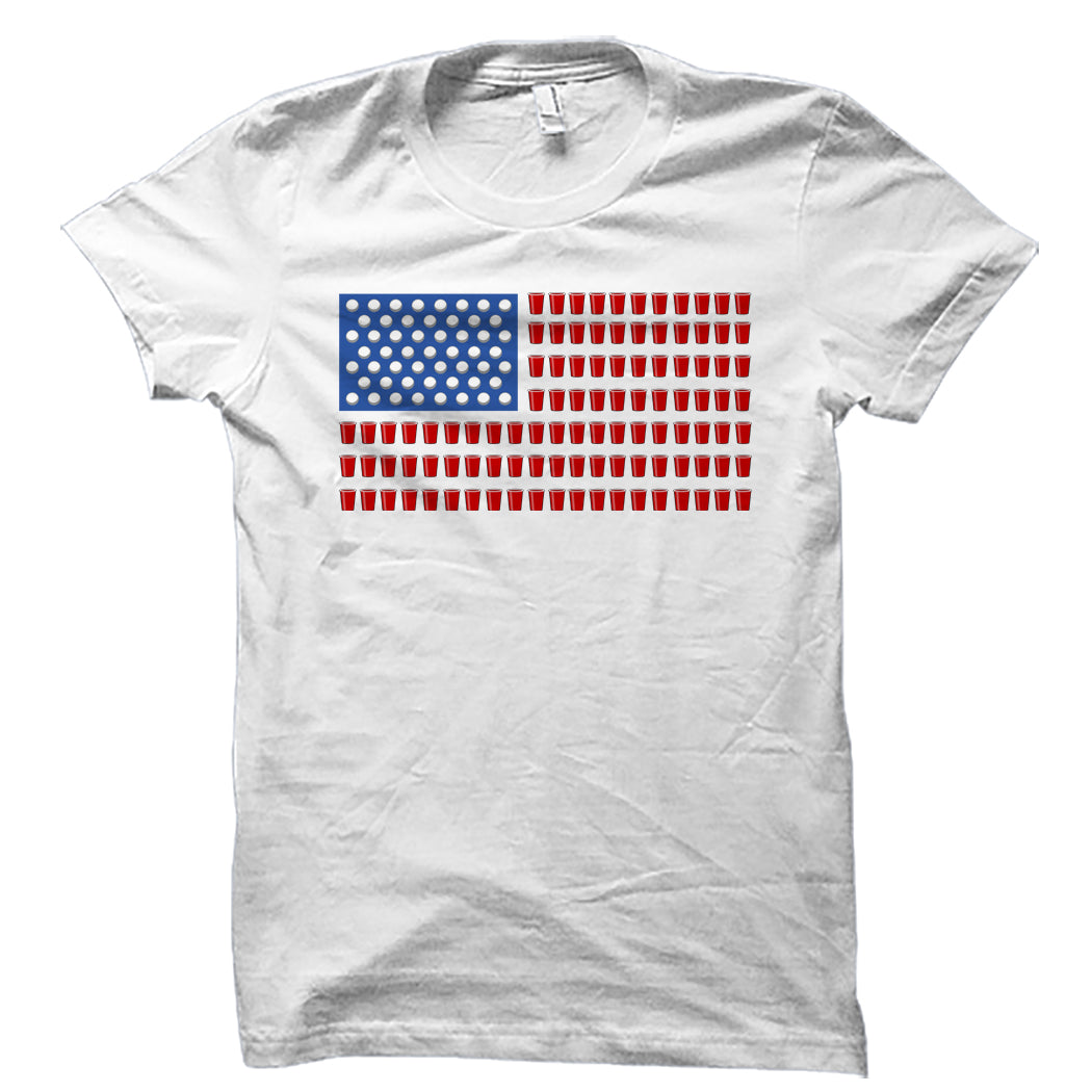 beer pong flag shirt