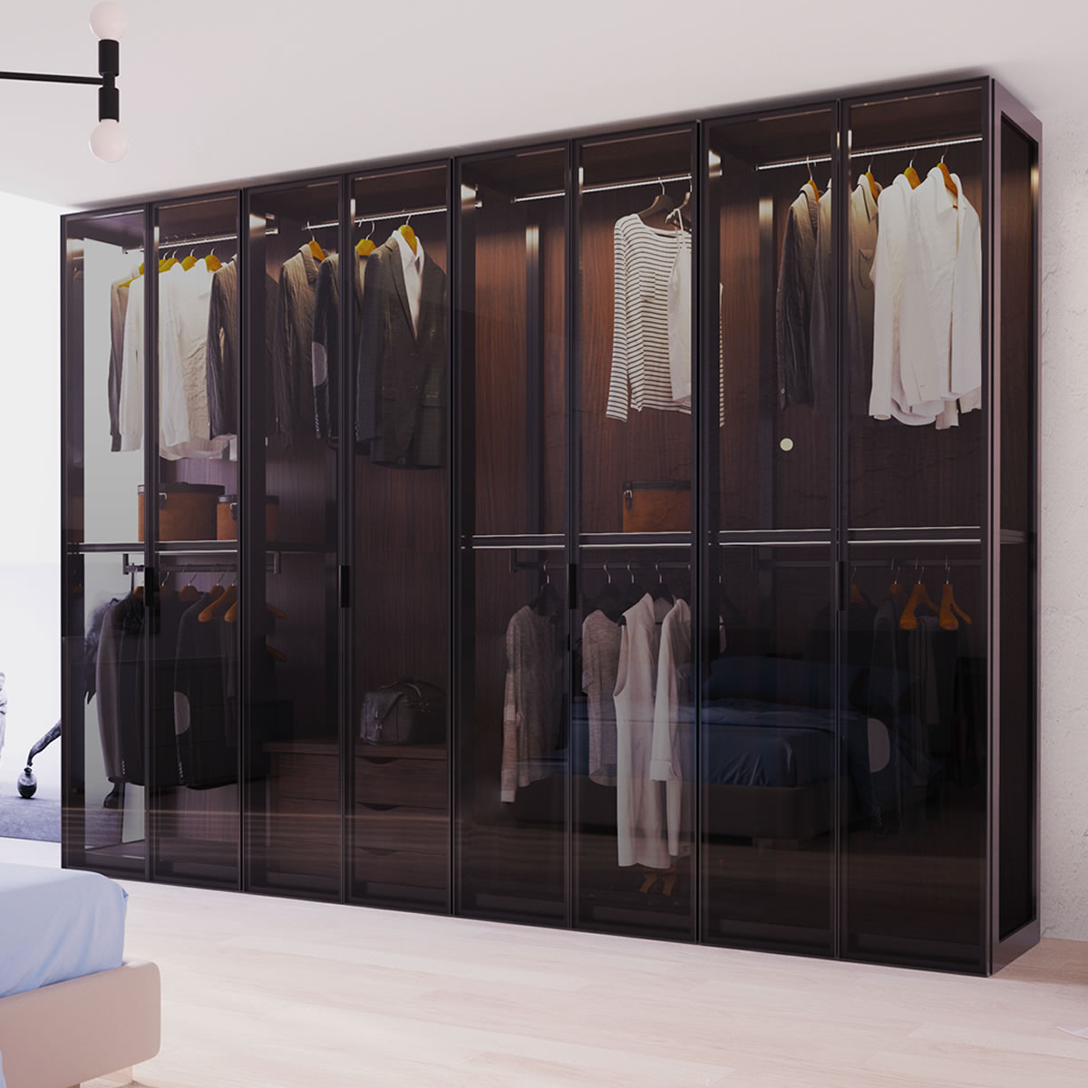 Armoire-penderie C+P avec tringle à vêtements et compartiments, H