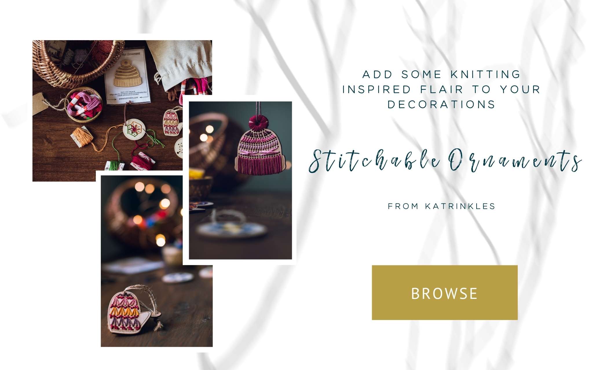 Stitchable ornaments from Katrinkles