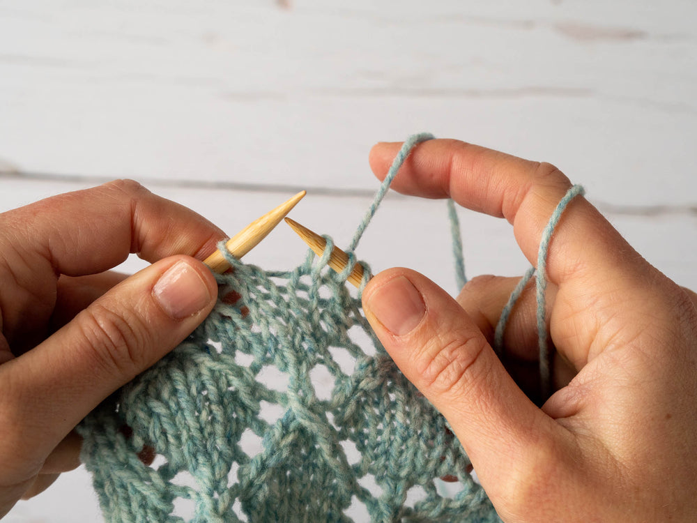 How to work lace on the wrong side of your knitting, The Blue Brick