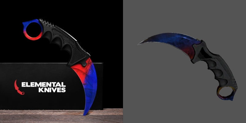 Marble Fade Fire + Ice Karambit 1.0 CSGO Knife Skin Comparison