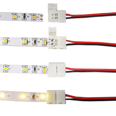3528 Single Color LED Strip Connector with 6 inches of wire (Pack of 10)