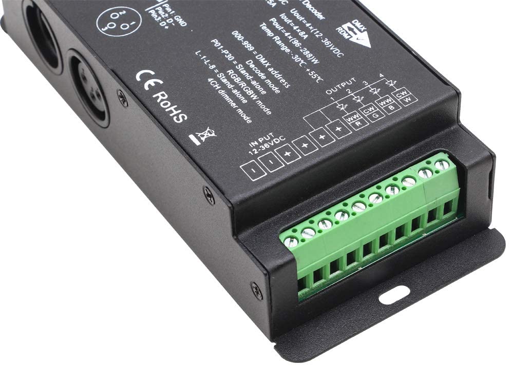 Novabright Regis 4CH D4-XE 32A DMX Decoder PWM Flicker Free Smooth Dim ...