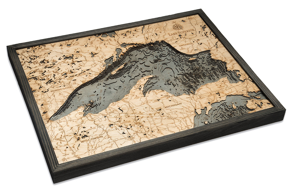 Lake Superior Wood Map Art Great Lakes Wood Chart Michigan Michigan Studio