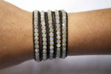 JuneStones five wrap bracelet Nurture featuring Moonstone gemstones and natural leather