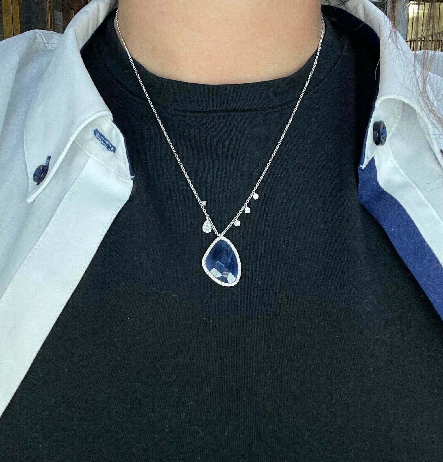 Meira T Sapphire Diamond Pendant Gold Necklace