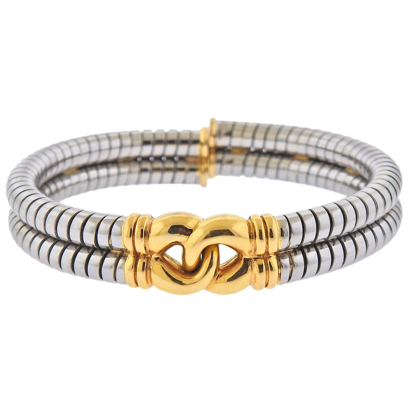 Bvlgari Bulgari Tubogas Gold Steel Cuff Bracelet – Oak Gem