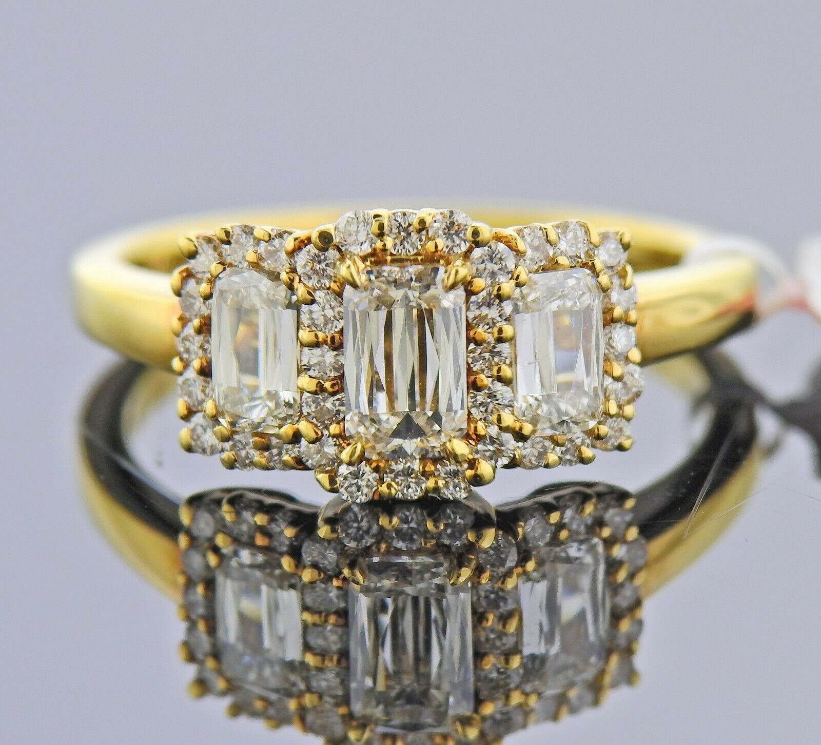 Ashoka Diamond Gold 3 Stone Engagement Ring