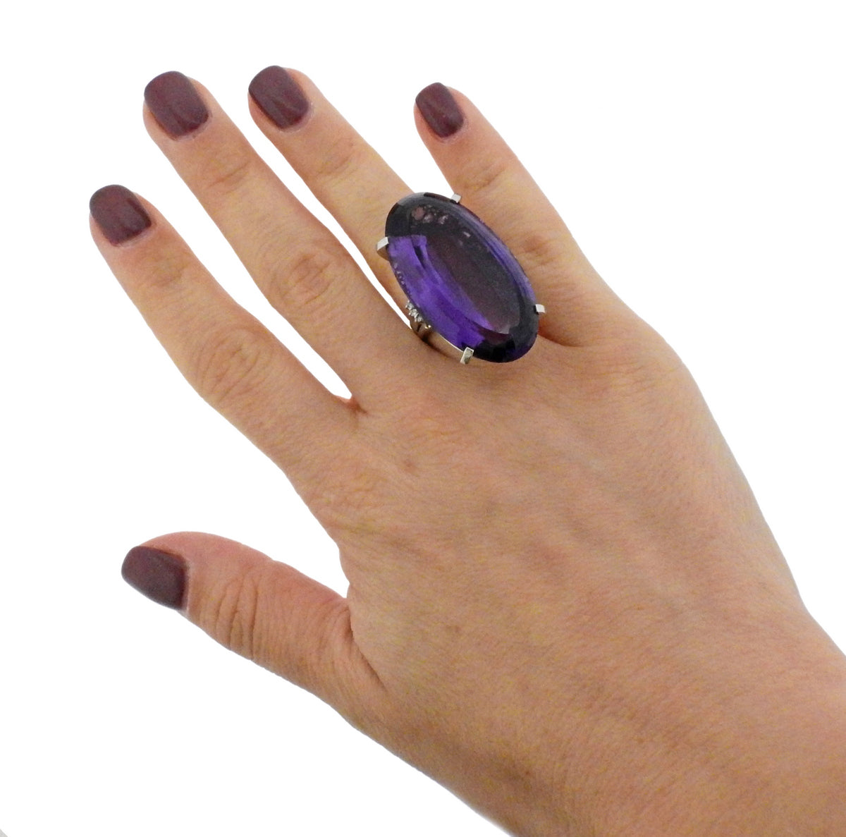 65ct Amethyst Diamond Platinum Cocktail Ring