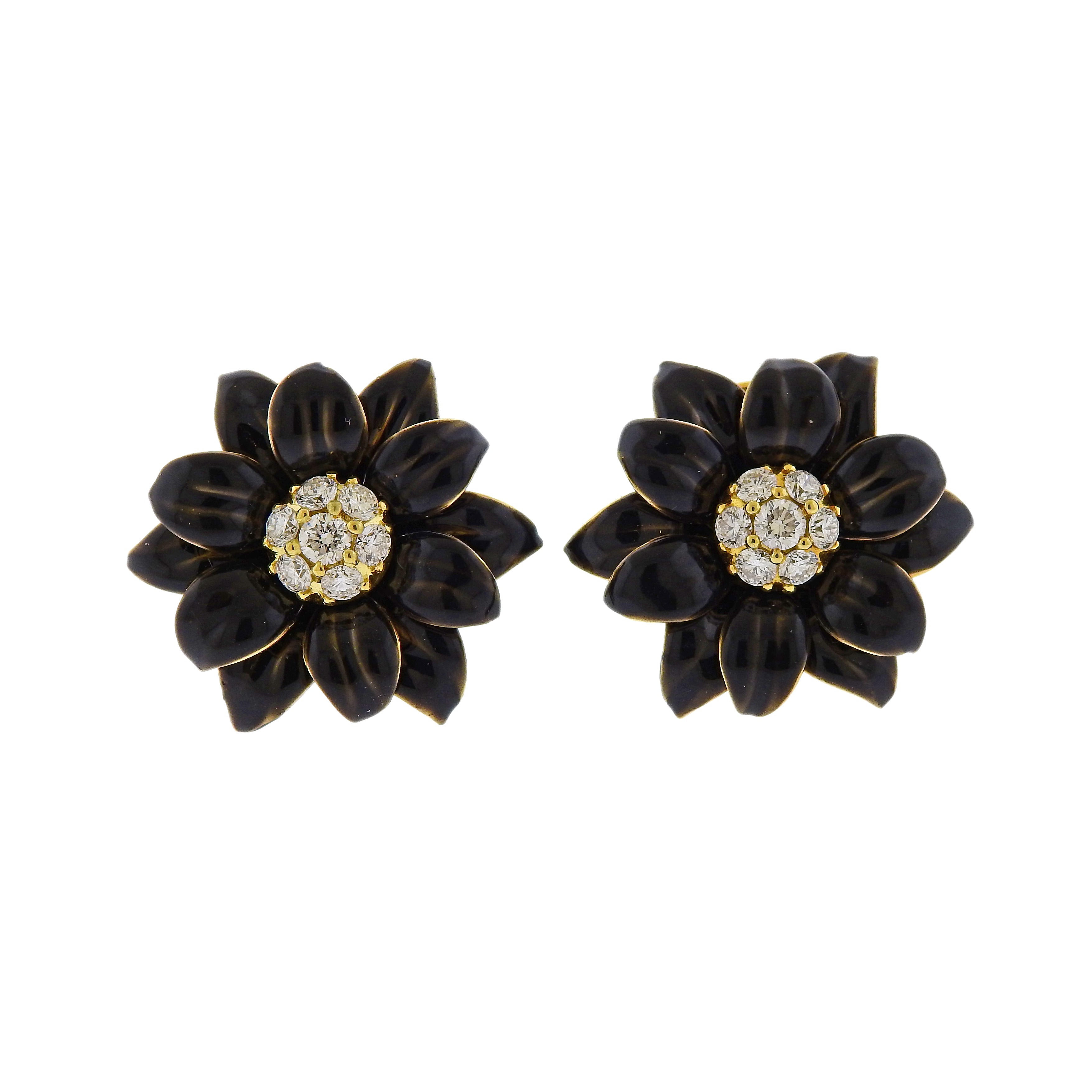 Aletto Brothers Diamond Black Enamel Gold Earrings – Oak Gem