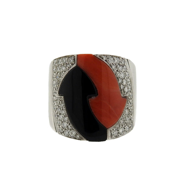 G. Bulgari Enigma Gold Diamond Onyx Coral Arrow Ring – Oak Gem