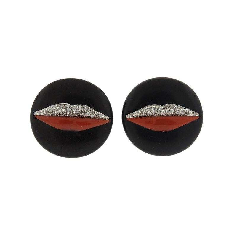 G. Bulgari Enigma Gold Diamond Jet Coral Lips Earrings – Oak Gem