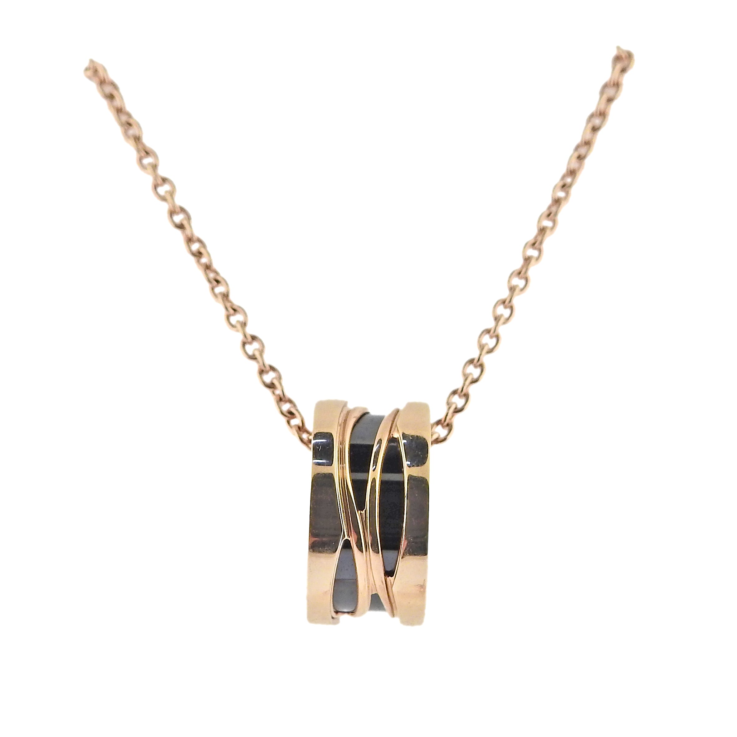 Bulgari  Black Ceramic Rose Gold Pendant Necklace – Oak Gem