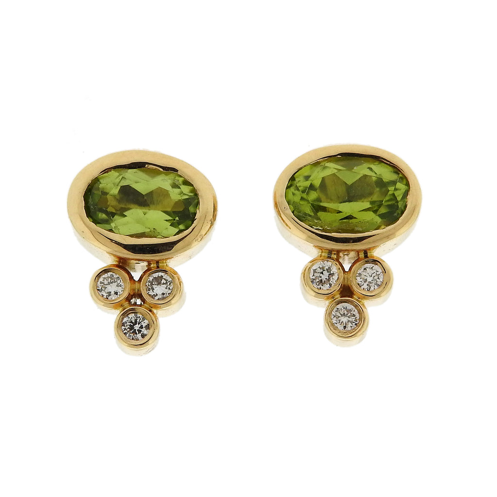 Temple St. Clair 18k Gold Classic Peridot Diamond Stud Earrings