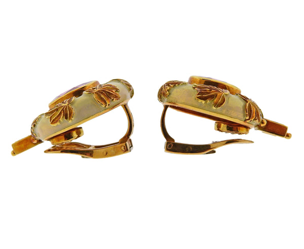 Trianon Carnelian Citrine Gold Half Hoop Earrings For Sale at 1stDibs