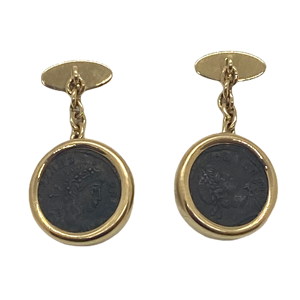 Bvlgari Bulgari Monete . 337 350 Ancient Coin 18k Gold Cufflinks – Oak  Gem