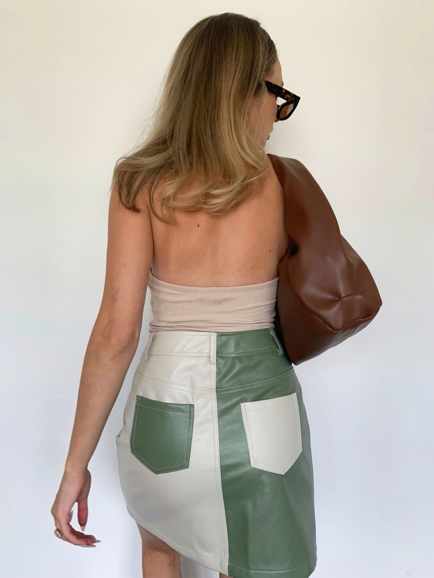 Switch It Up Faux Leather Skirt - Sage