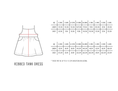 Little Bipsy Ribbed Tank Dress Size Guide