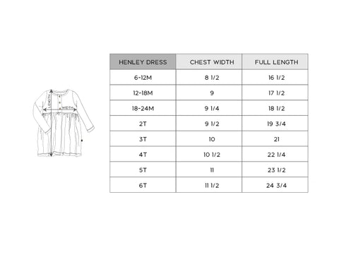 Babysprouts Henley Dress Size Chart