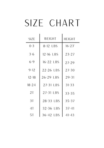 In My Jammers Size Chart