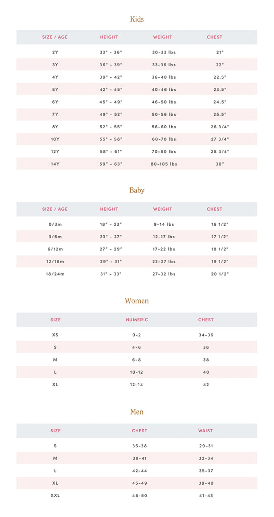 Pink Chicken Size Guide