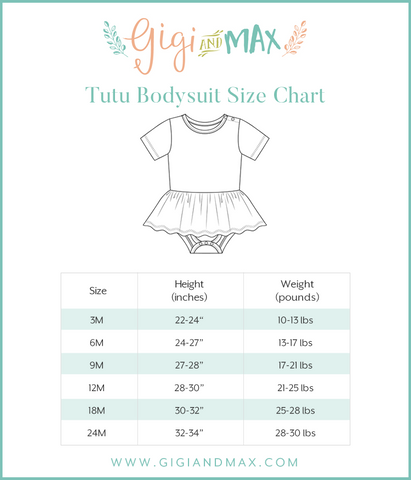 Gigi and Max Tutu Dress Size Chart