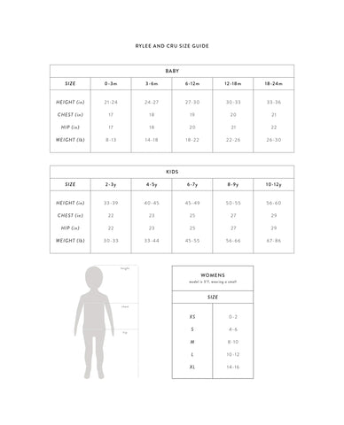 Rylee & Cru Size Chart