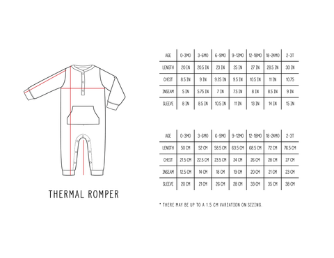 Little Bipsy Thermal Romper Size Chart