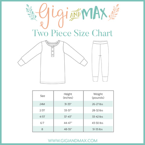 Gigi & Max 2pc Size Chart