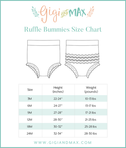 Gigi and Max Bummies Size Chart