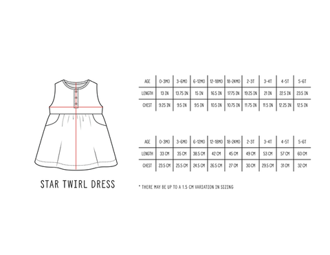 Little Bipsy Star Swoop Dress Size Chart