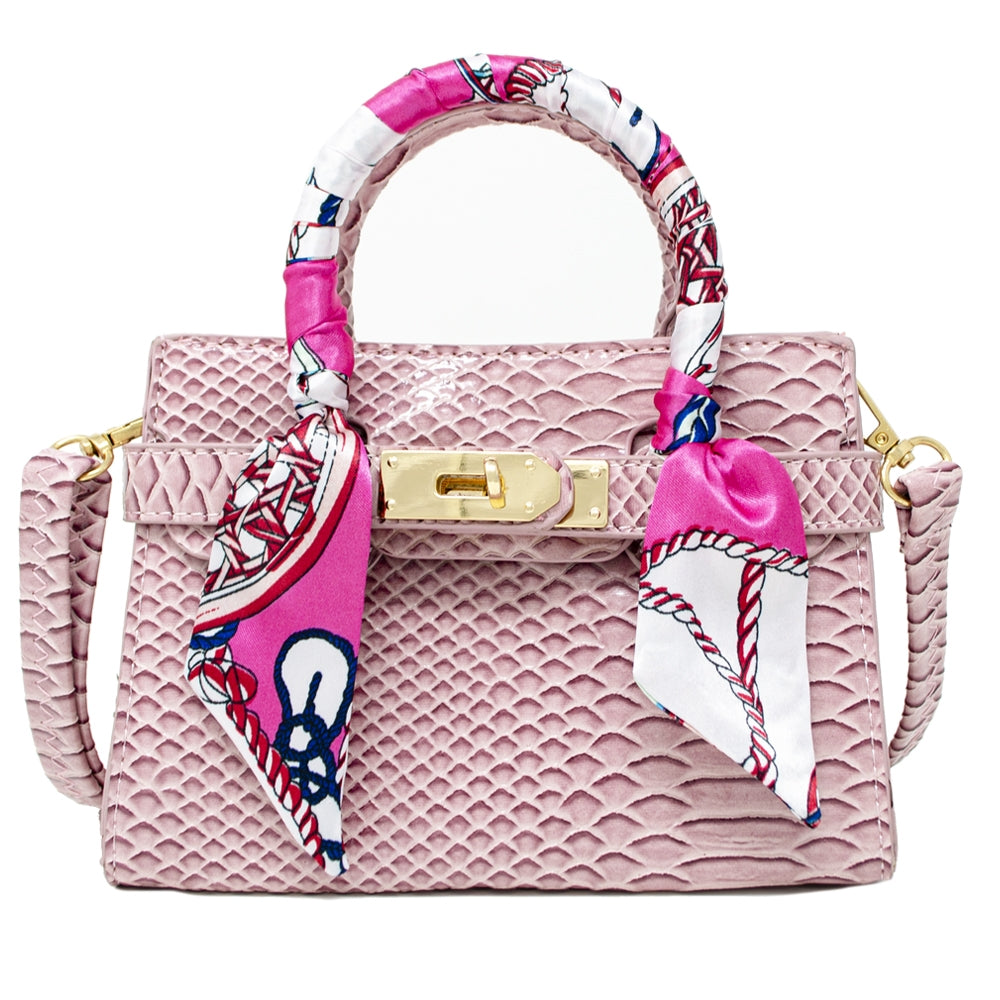 Zomi Gems Patent Crocodile Scarf Handbag - Pink – Basically Bows & Bowties