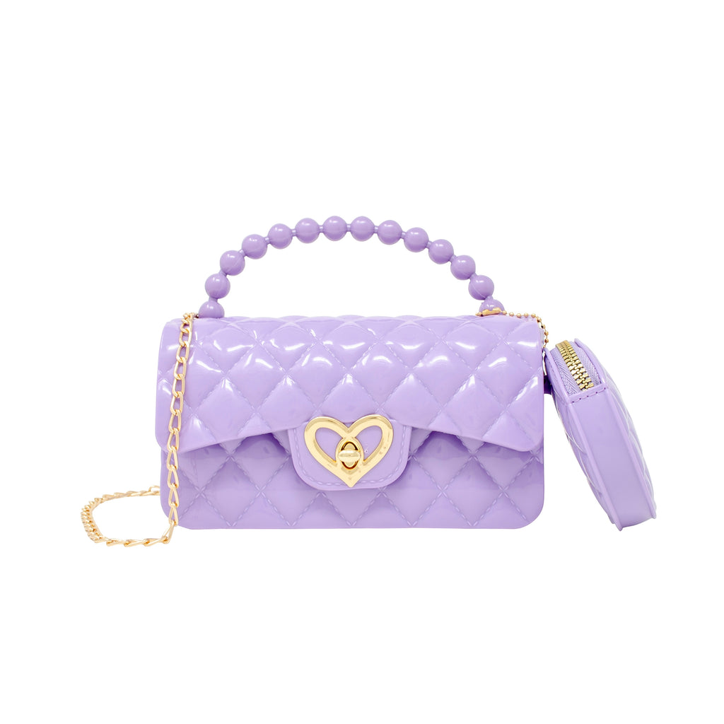 Zomi Gems Jelly Quilted Heart Lock Bag w/Coin Purse - Purple ...