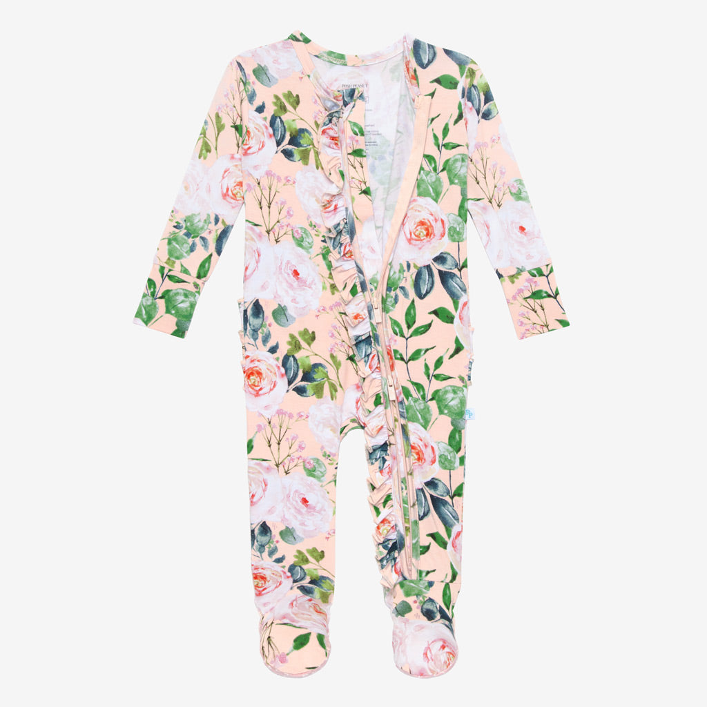 Posh Peanut Harper Ruffled Zippered Footie – Basically Bows & Bowties