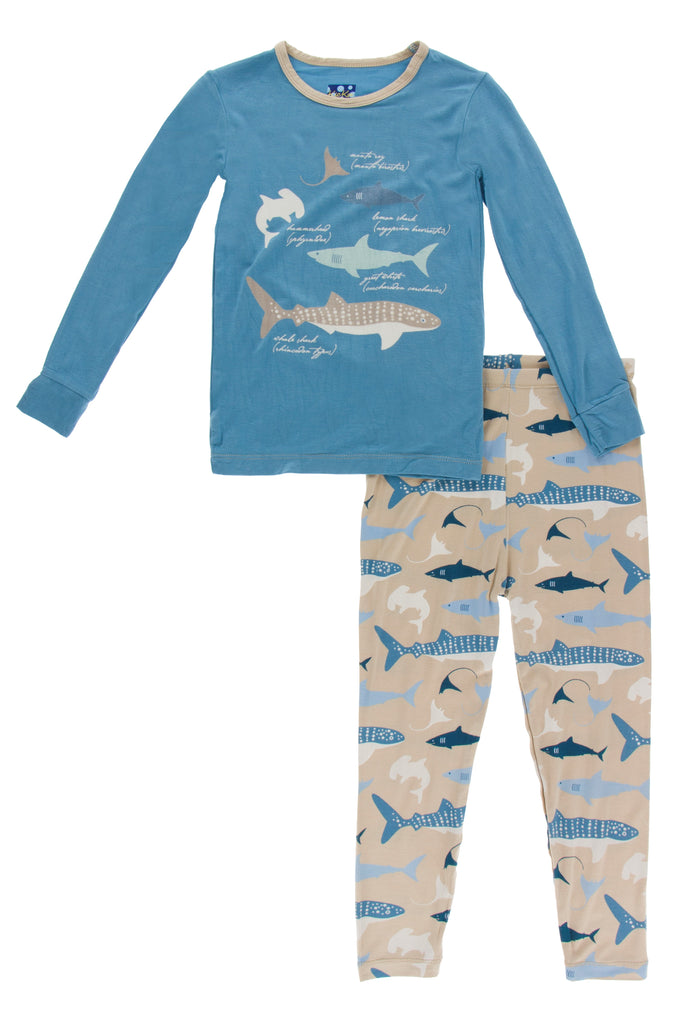 KicKee Pants Burlap Sharks L/S Pajama Set – Basically Bows & Bowties