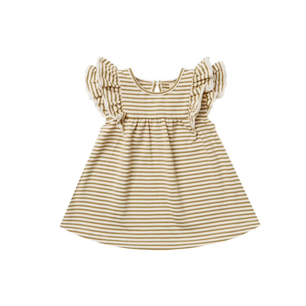 Quincy Mae Flutter Dress - Gold Stripe – Basically Bows & Bowties