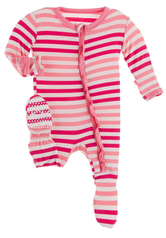 KicKee Pants Forest Fruit Stripe Classic Ruffle Footie with Zipper ...
