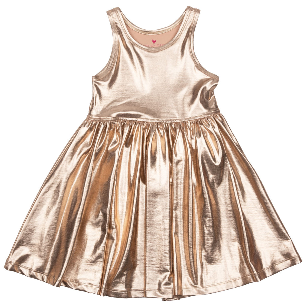 Pink Chicken Liza Lame Dress Rose Gold – Basically Bows And Bowties