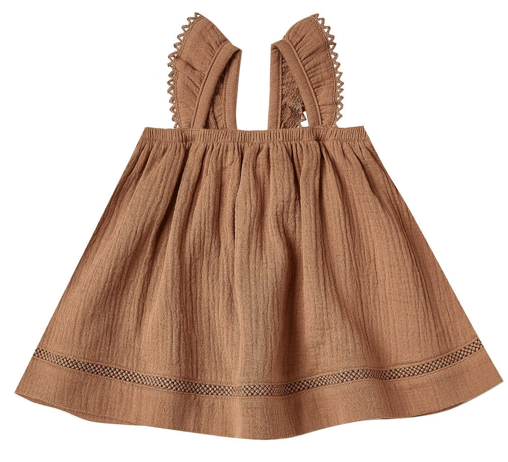 Quincy Mae Rust Woven Ruffled Tube Dress Basically Bows & Bowties