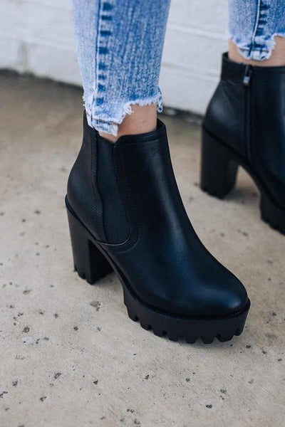 black bootie chunky heel